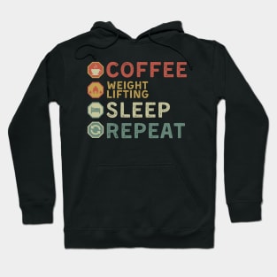 coffee weightlifting sleep repeat Hoodie